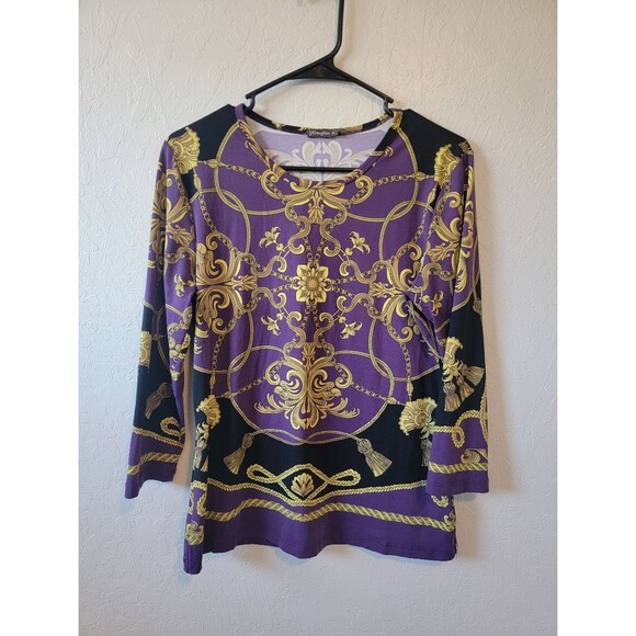 J Mclaughlin Tops - J. McLaughlin Catalina Cloth Lexington Tassel Royal Purple Gold Top Medium